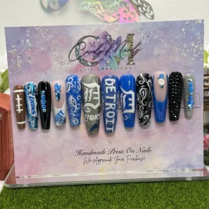 Detroit Lions Press-On Nail Set – XXL Coffin Shape Set