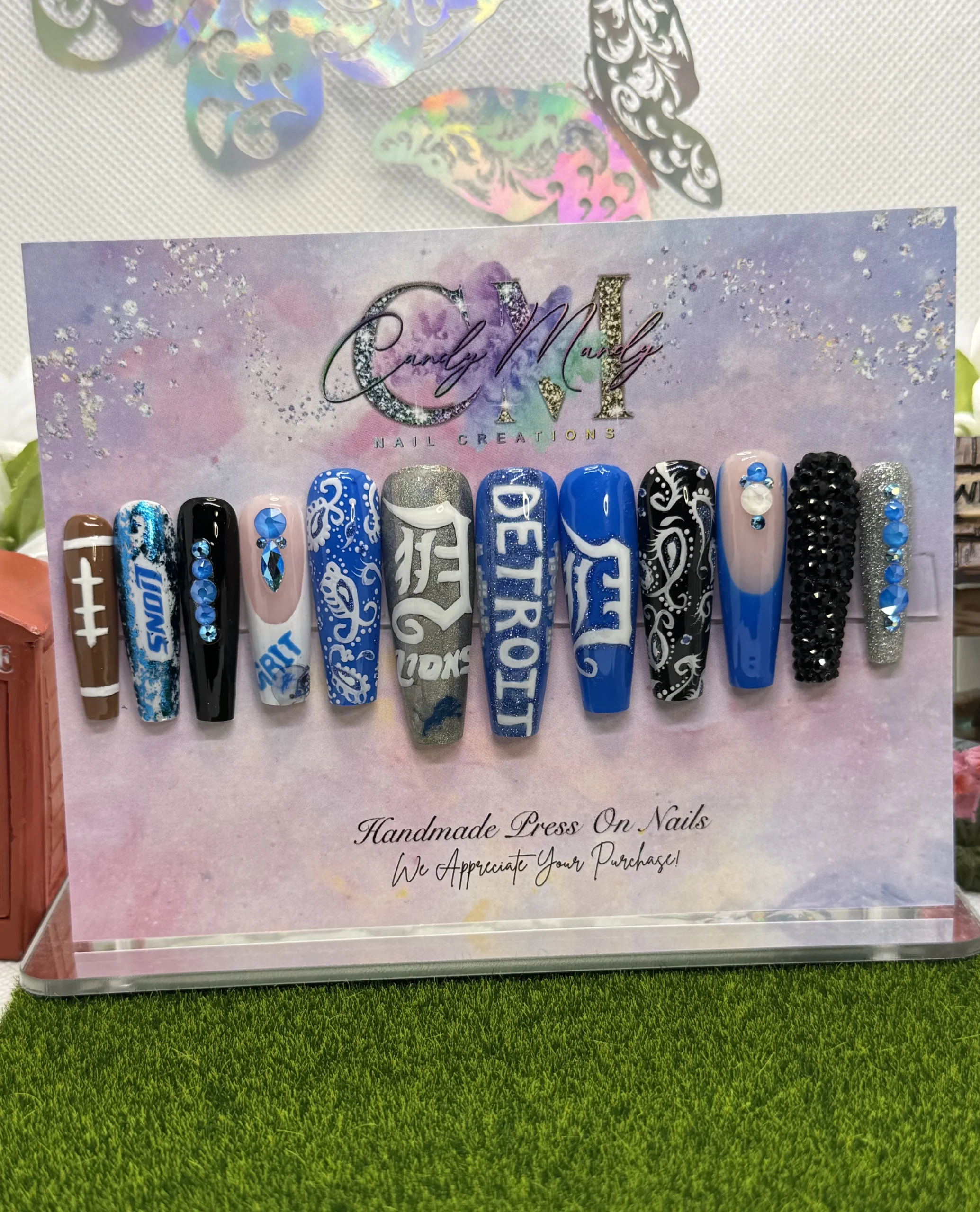 Detroit Lions Press-On Nail Set – XXL Coffin Shape Set