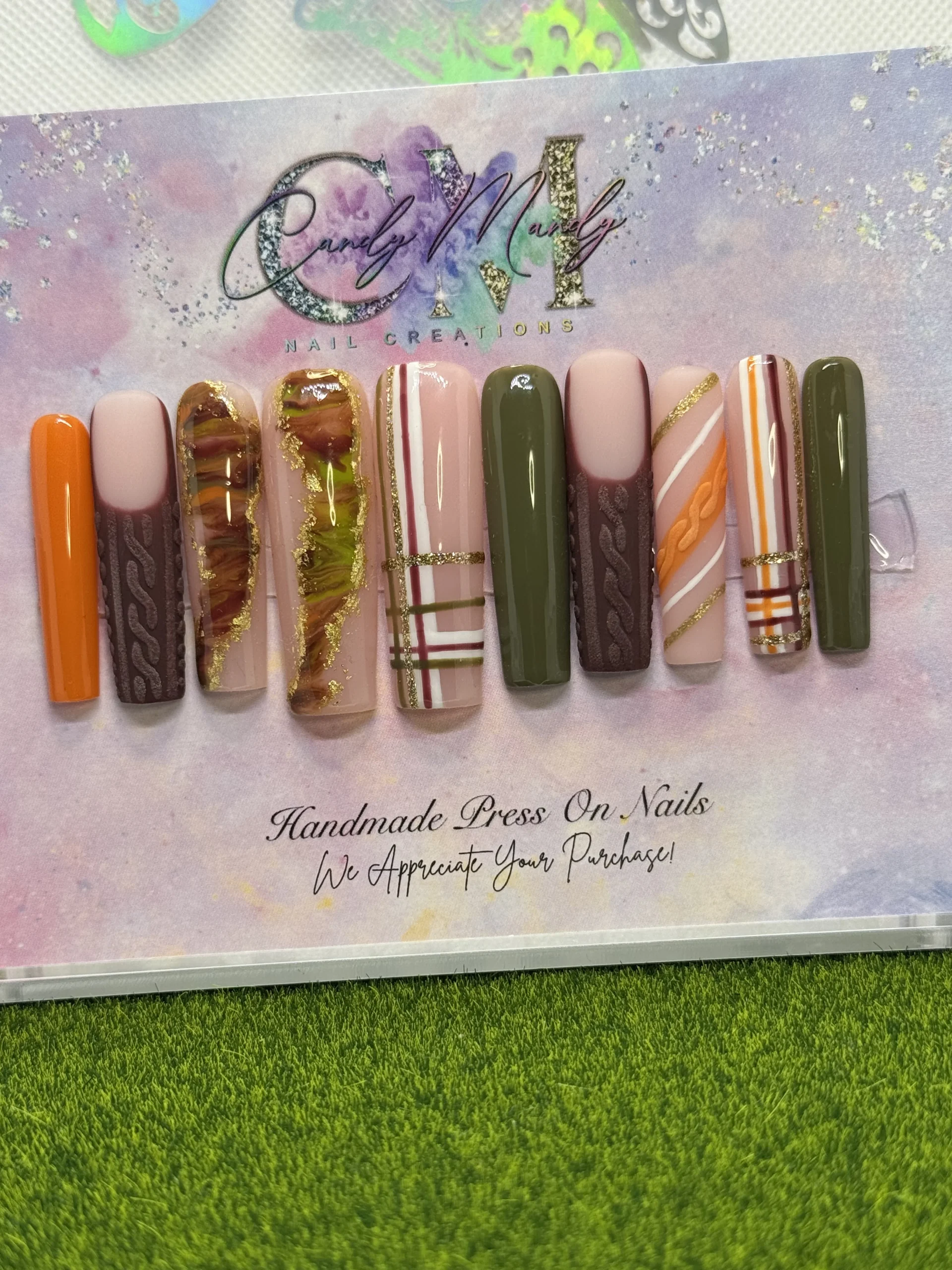 Fall-Inspired XXL Square Press-On Nail Set
