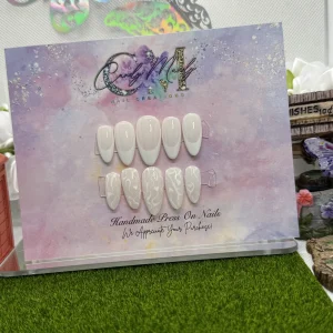 Milky White French Press-On Nail Set – Short Almond Shape set
